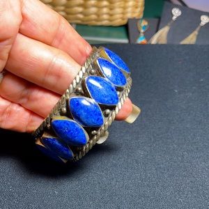Sterling Artisan Crafted Lapis Cuff Bracelet